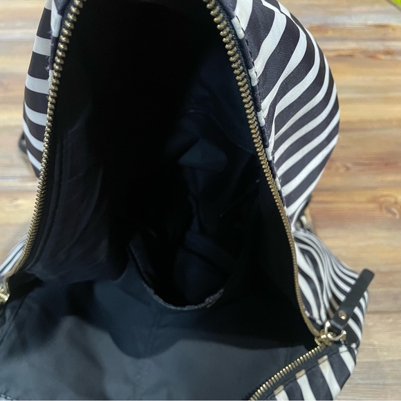 Kate Spade New York Watson Lane Hartley Nylon Backpack Black White Striped Gold - Picture 7 of 13